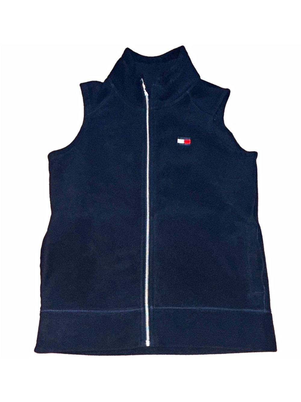 Tommy Hilfiger Navy Fleece Sleeveless Zip Vest with Logo